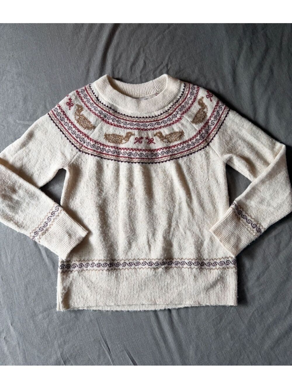 Women's Croft & Barrow Loon Ringer Fair Isle Pullover Sweater Size Small Bird